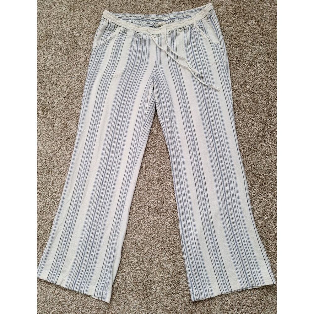 Jolt Pants Size 11/30W Linen Blue/White Striped